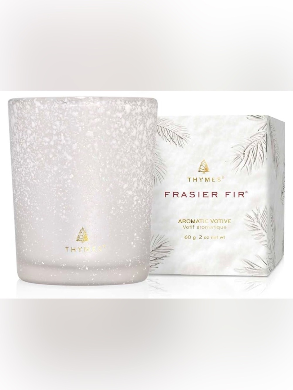 Thymes Frasier Fir Flocked Jar Candles  (Votive, 2 oz)